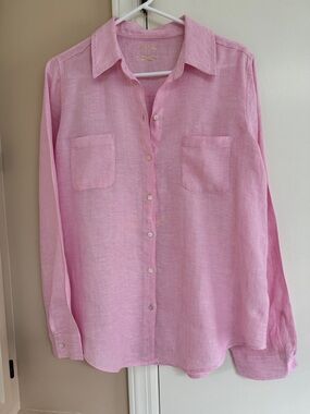Lilly Pulitzer Pink Button-Up Linen Shirt